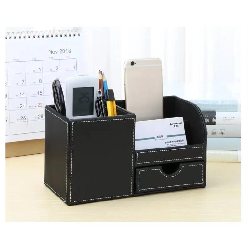 Fashion Creativity Multi-function Pencil Holder Household Office Kitchen Bedroom Desktop Leather Drawer Storage Box