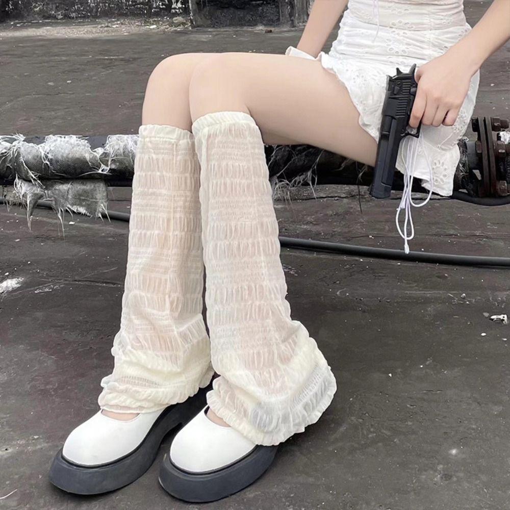 

Y2K Boots Shoes Cuffs Covers Super Soft Lace Mesh Sheer Socks Lace Suspender Leg Gammers Woman