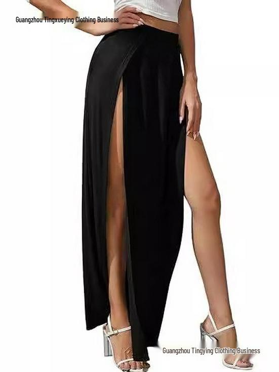 Elegant Women's Irregular Evening Gown - Solid Color Long Dress