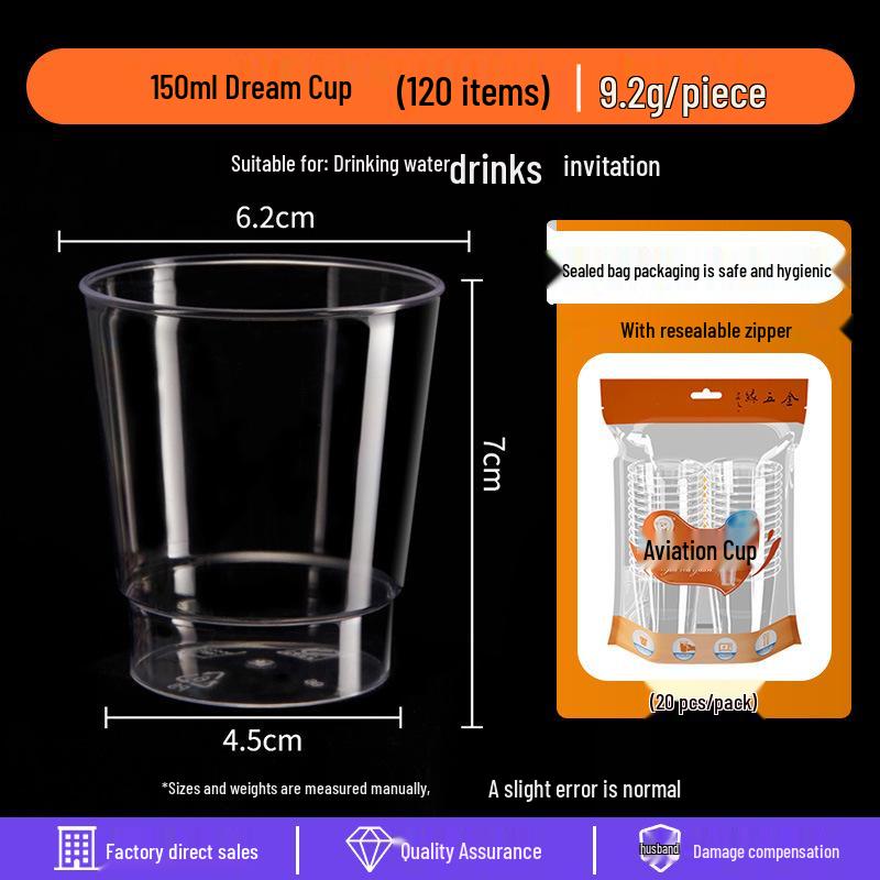 Disposable Transparent Food-Grade Plastic Cups, Thickened for Household & Reception Use