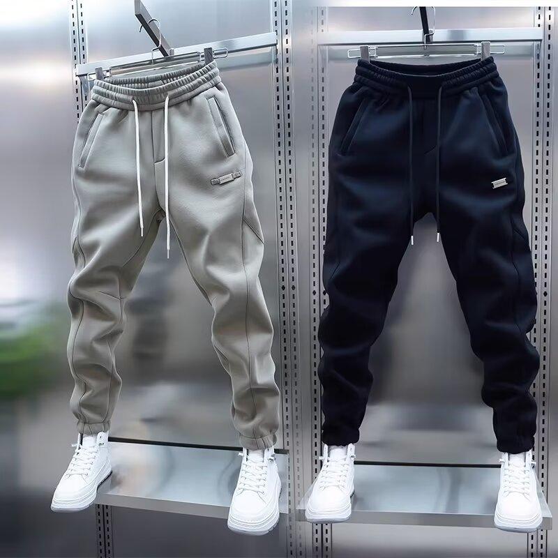 Pantalones de chándal casuales sueltos de primavera y otoño con cintura elástica y cordón para hombre, pantalones deportivos
