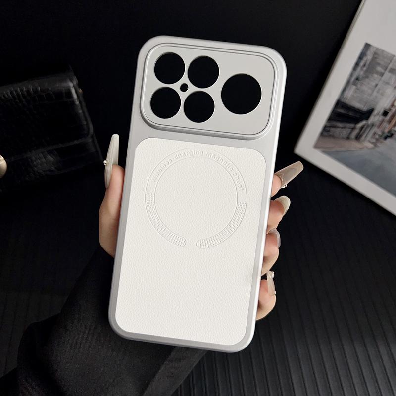 

Чехол для Poco F8 Ultra Pro с тисненым узором личи, кожаный, с магнитной беспроводной зарядкой, защита от отпечатков пальцев, удобный захват, мягкая крышка Poco F8 Pro