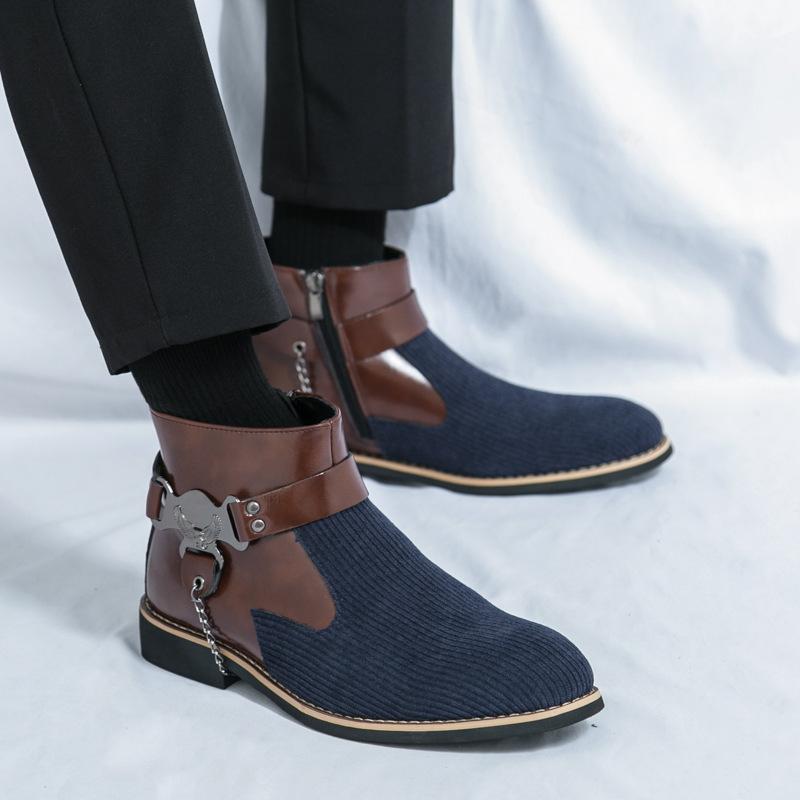 

Ботинки большого размера с высоким голенищем Новые ботинки Ботинки Мартина Короткие ботинки Остроносые кожаные ботинки Британские 44