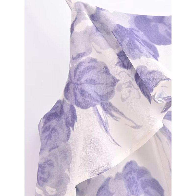 Kaslead New Arrival Women's Clothing Fashion Style Fashion Casual Asymmetrical Ruffles Printing Slip Dress