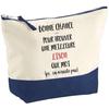 Makeup Bag - PLANETEE - Blue Background Pouch "Lison Doesn't Exist" - Large Size - Cotton - HD Printing France