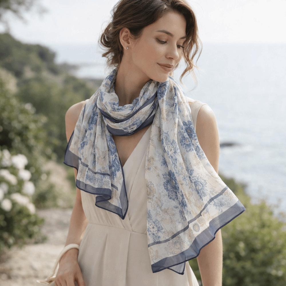 Elegant Design Shawl Wrap Print Pattern Sun Protection Scarf New Chiffon Scarf  Fashion Accessory