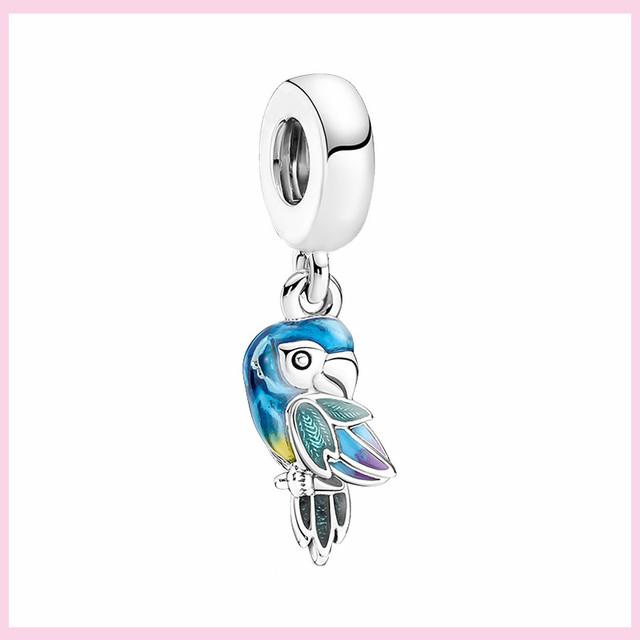 925 Silver Green Color Charms Temperament Cactus Avocado Charm Four Leaf Bead For Bracelet Jewelry Making