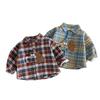 Winter Cartoon Plaid Fleece Shirt for Boys, 0-5 Years