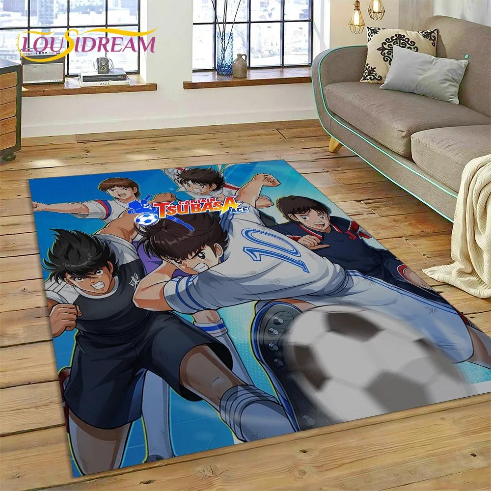 3D Cartoon Captain Tsubasa Fußballteppich für Schlafzimmer Wohnzimmer Heimsofa Dekoration, Kinderspiel Große Dekor Bodenmatte