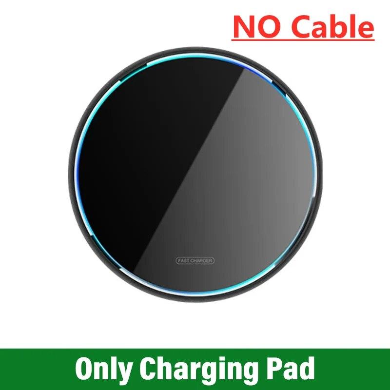 Wireless Charger Pad Stand Desktop Ultra-thin Mobile Phone Fast Charging Dock Station For iPhone 15 14 13 12 Samsung Note Xiaomi