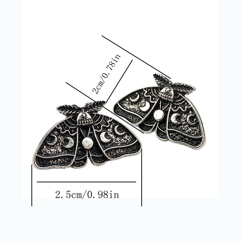 Retro Style Moth Sun and Moon Carved Pattern Earrings Jewelry Gothic Punk Exaggerated Earrings