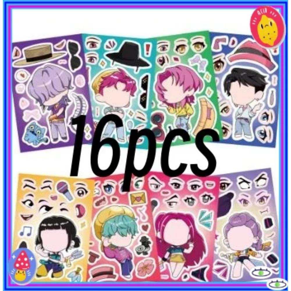 16/24 Stück Niedliche KPop Dämonenjäger Puzzle-Sticker Gesicht machen Cartoon Für DIY Handy Laptop Gepäck Skateboard Graffiti Aufkleber