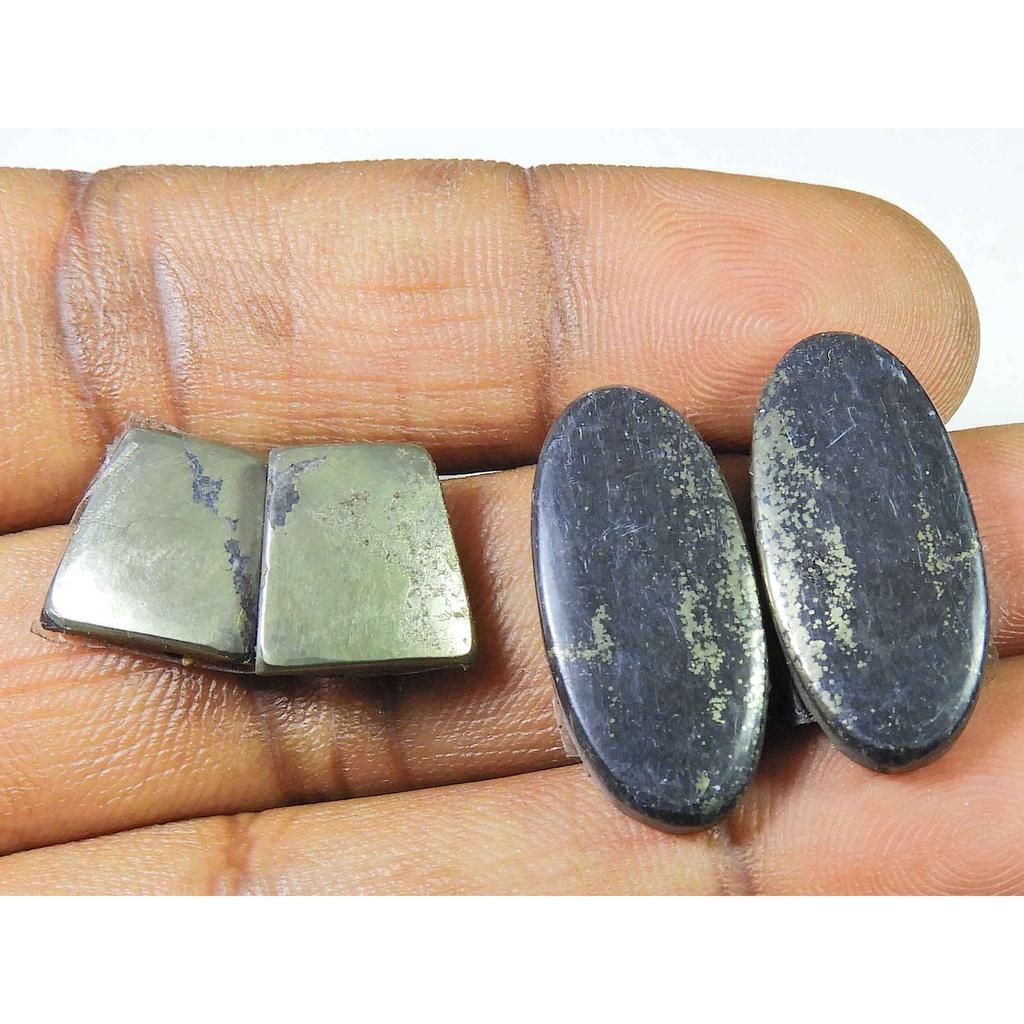 Natural Appach Gold Pyrite 2 Matching Pair Fancy Cabochon Gemstone 12-24MM SK-2136