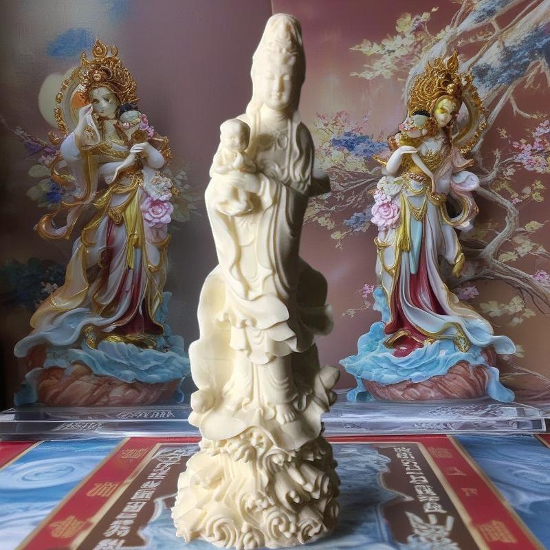 Son Guanyin Bodhisattva Skulpturen und Figuren senden Chinesische Buddha-Statuen Heim Wohnzimmer Reichtum Glück Feng Shui Dekor