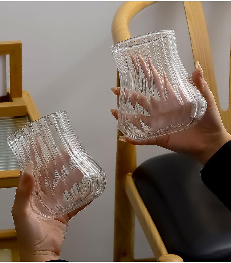 Vintage Vertical Drum Shaped Glass Cup, Heat-resistant Water Cup, Large Capacity Milk Cup, Juice Cup, Coffee Cup