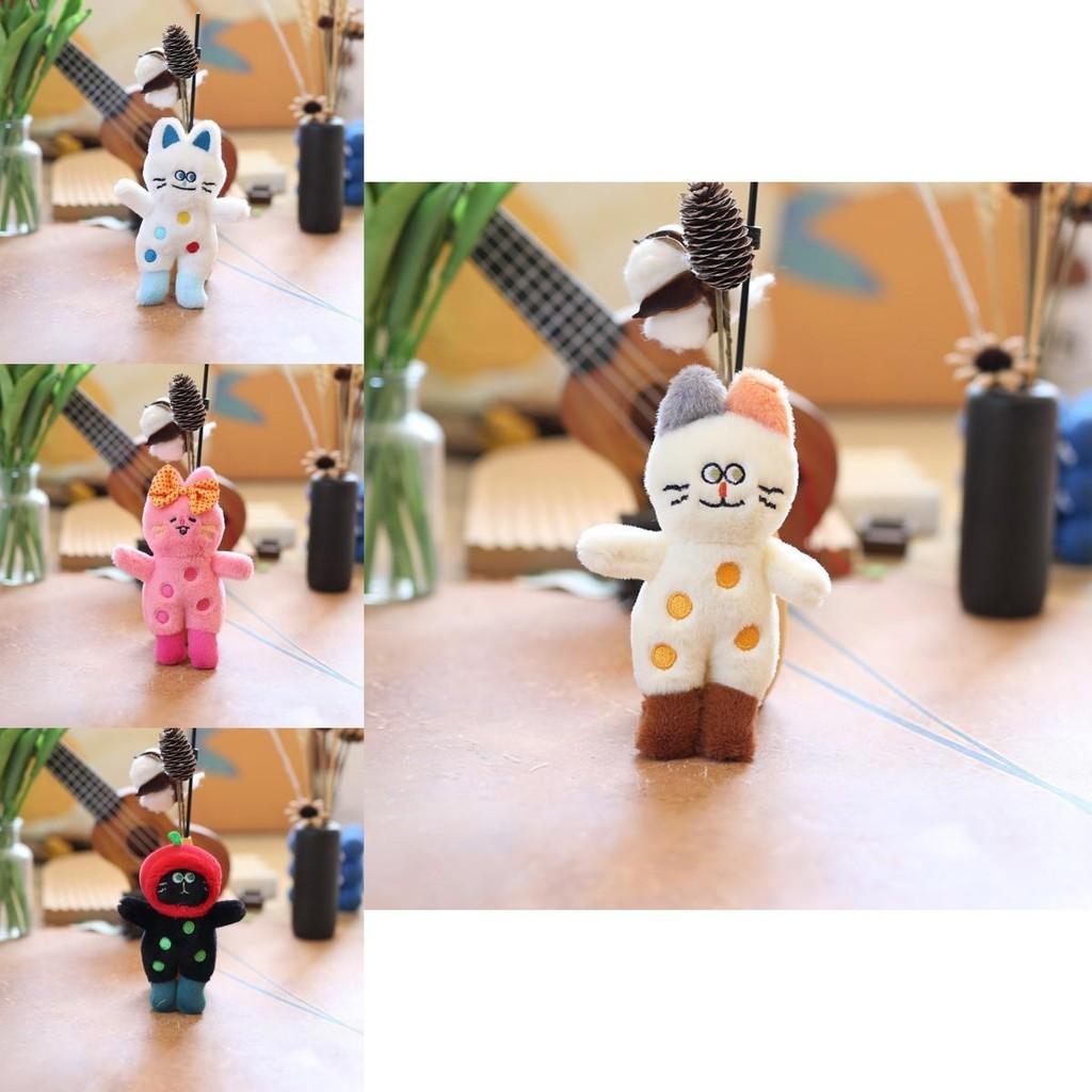 Entzückende Niedliche Cartoon Gepunktete Katze Plüschtier Schlüsselanhänger Taschenanhänger 15cm Weiche Stoffpuppe