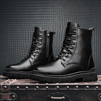Men's Fashion British High Top Autumn Casual Boots Large Black Leather Shoes Workwear Chelsea High Quality Short Boots 2024