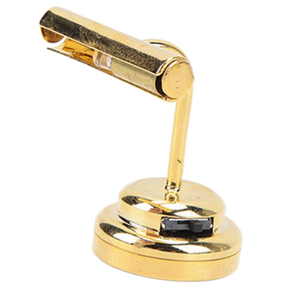 Dollhouse Miniature Wall Lamp Mini LED Dollhouse Wall Light with Battery for 1/12 Dollshouse Furniture Decoration Gold