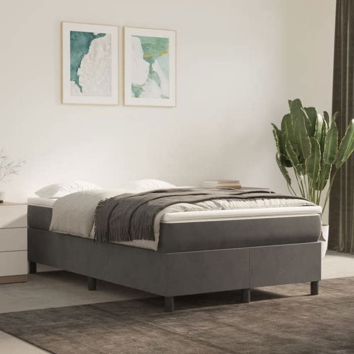 Maison Exclusive - Sommier à lattes de lit et matelas gris foncé 120x190cm velours
