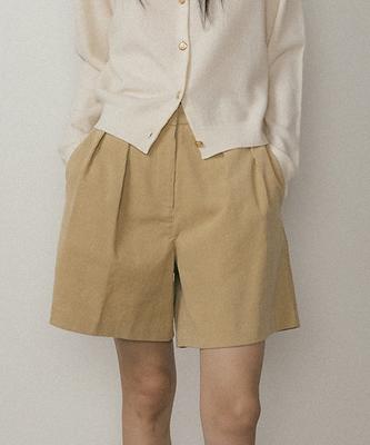 Lingseoul Corduroy Half Pants-Beige