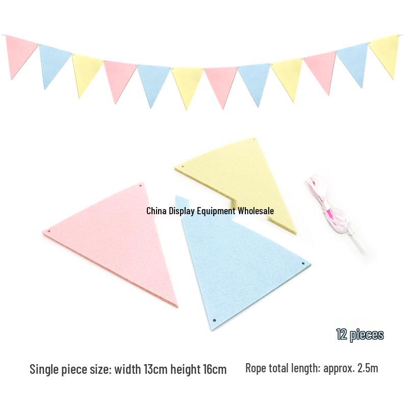 Triangle Flag Bunting for Kindergarten Decoration - Children's Room & Birthday Party Decor with Girlish Heart Design
