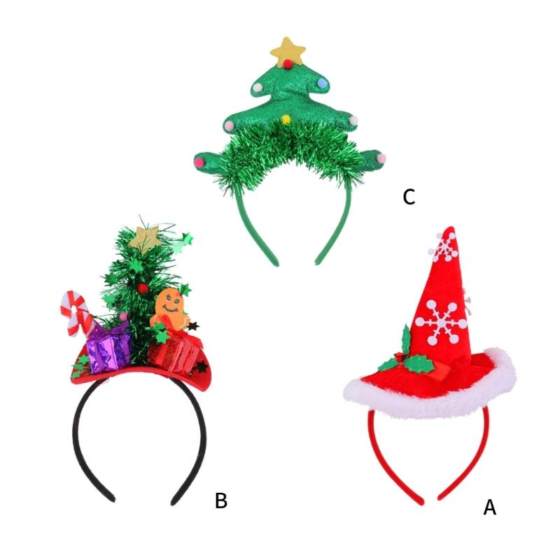 Set Of 4 Adjustable Size Headbands Christmas Themed Headwear Handmade Festives Costume Accessories Party Supplies