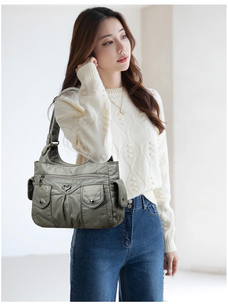 2023 Patchwork PU Crossbody Shoulder Bag for Women - European and American Style, Large Capacity Handbag