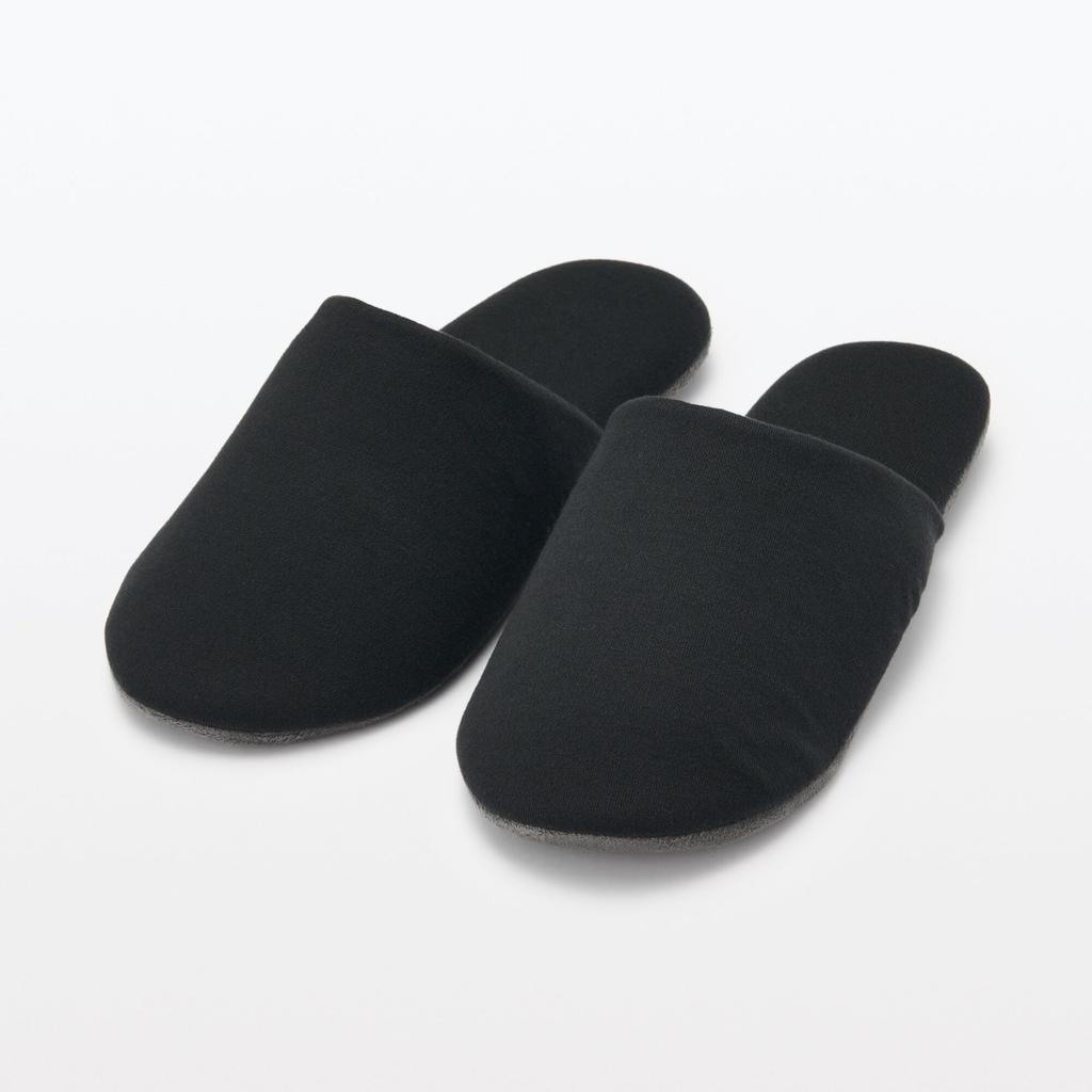 MUJI Washable Portable Size L Slippers, Large, 44427538, Black,
