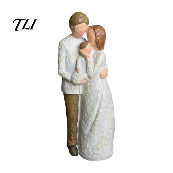 Gift for Valentine Day Wooden Texture Resin Figurine, Hand Carved Mother & Child/Family/Couple/Dog Owner Decorative Statue Office Statue,