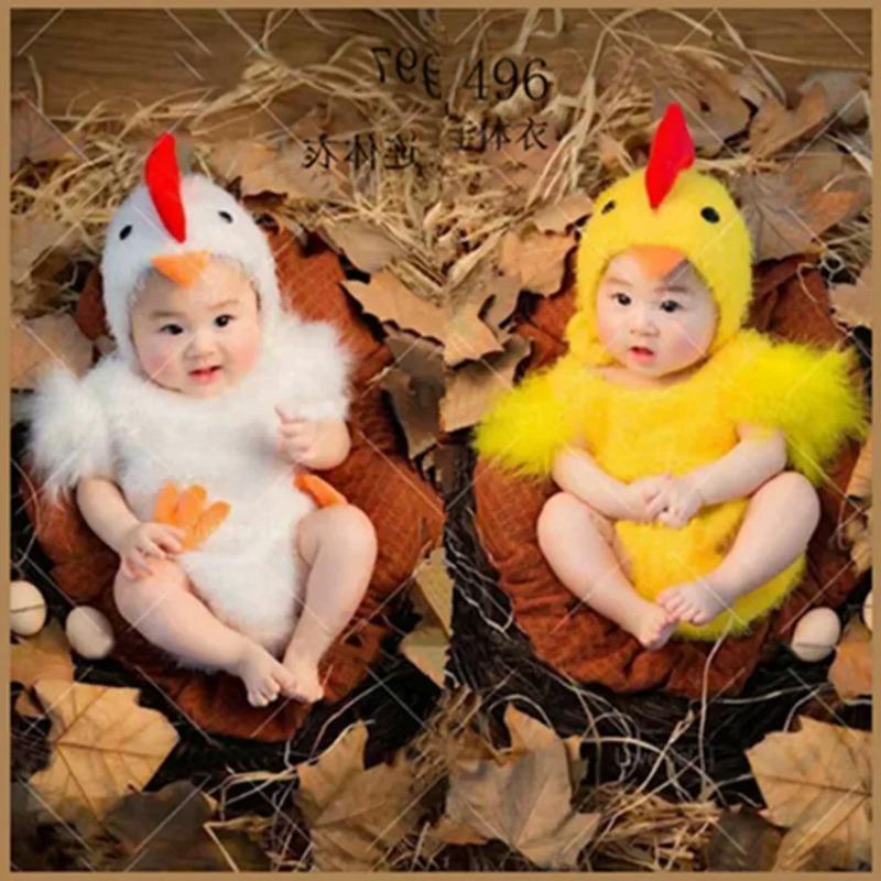 Costume da Pulcino Neonato Abbigliamento per Fotografia Cappello Tutina Abbigliamento da Festa per Bambini Accessori per Riprese in Studio Adatto per Bambini Maschi Femmine