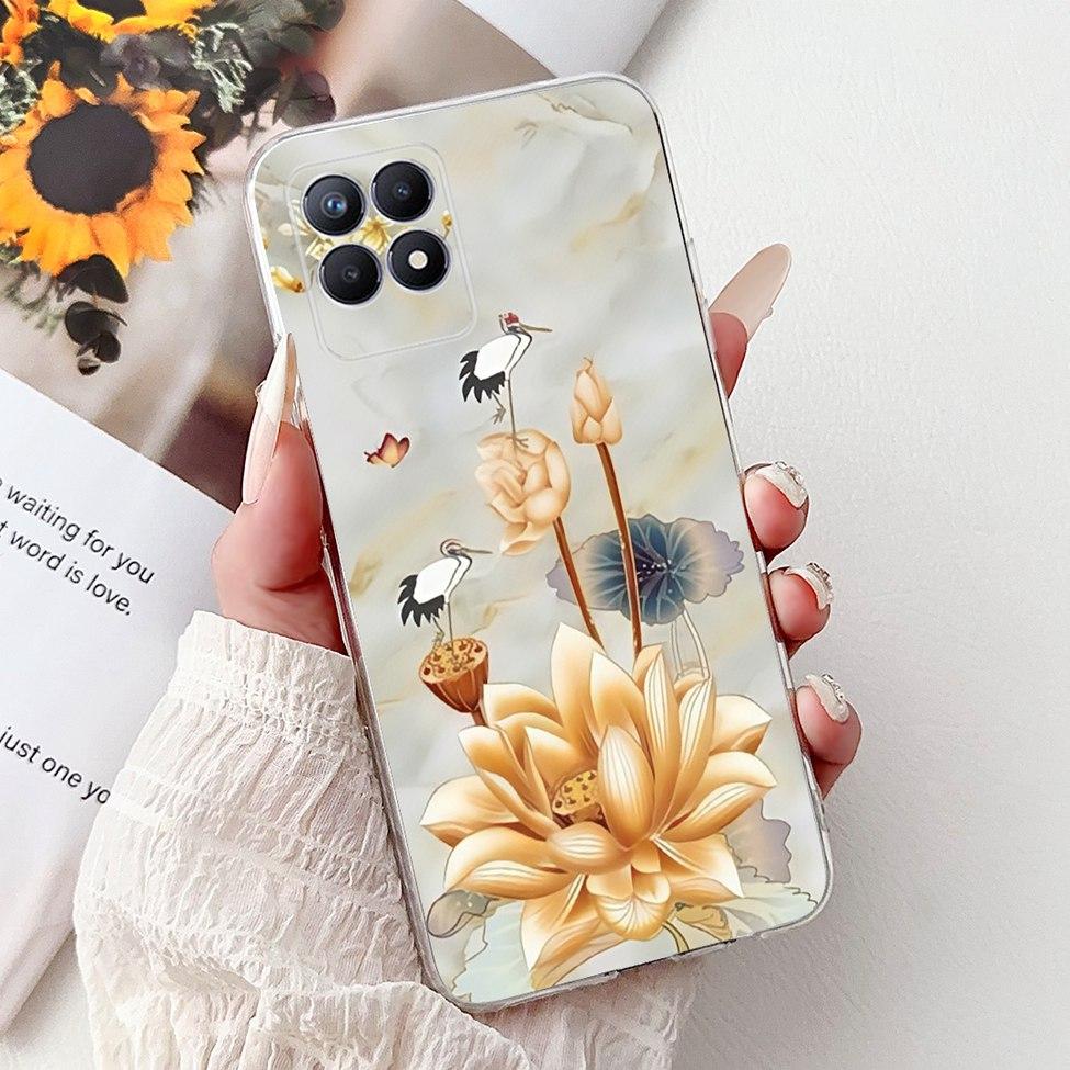 Clear Cover For Realme 8i Case RMX3151 Luxury Butterfly Love Flowers Cool Painted Phone Case For Realme Narzo 50 RMX3286 Cover