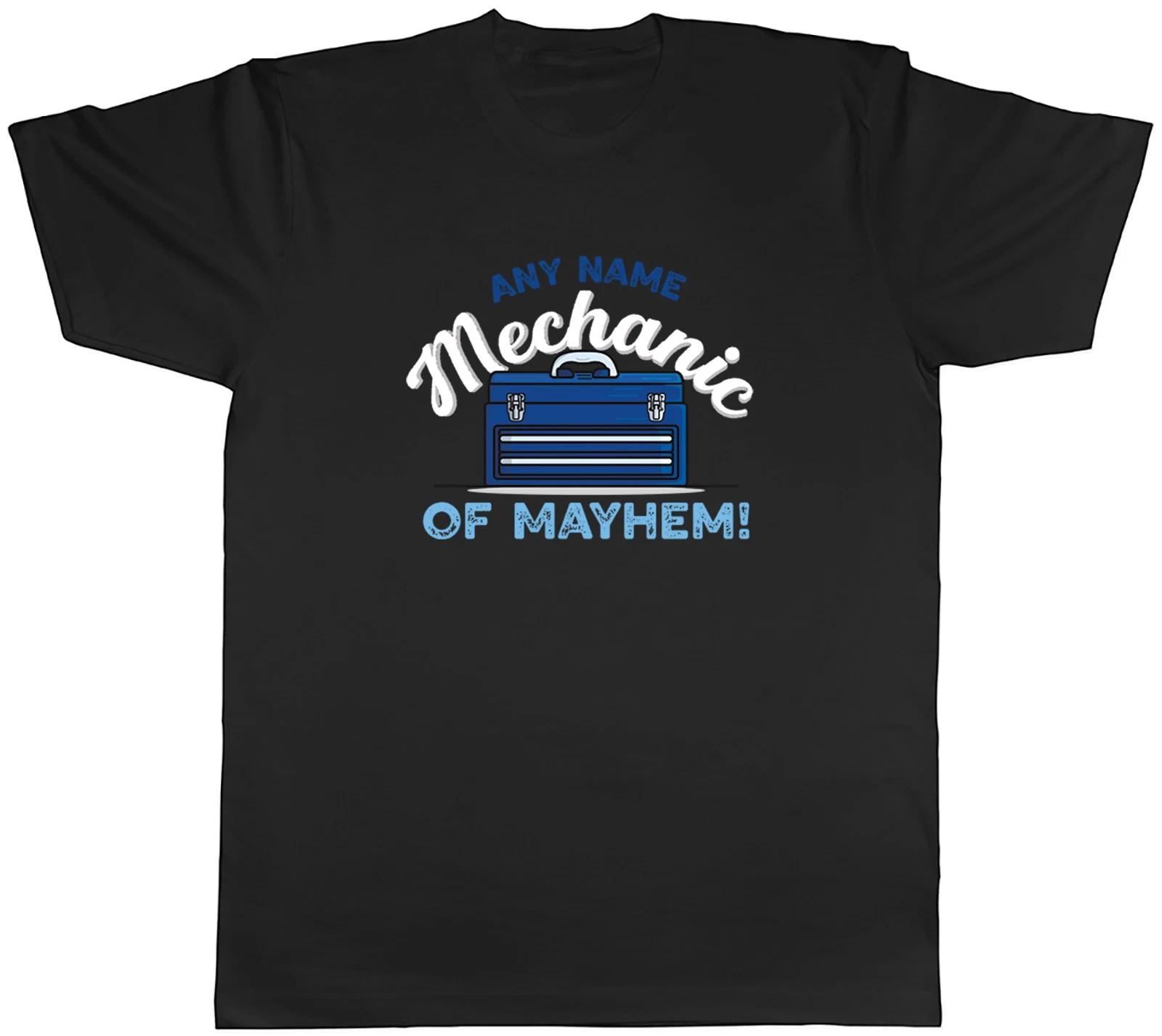 Personalised Any Name Mechanic of Mayhem Funny Mens T-Shirt Tee Gift Top XS
