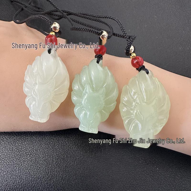 Xiuyu Nine-Tailed Fox Jade Pendant Necklace