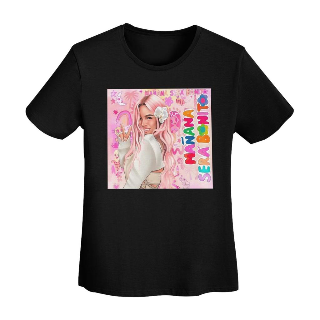 Karol G Happy Valentines Day TShirt Women Short Sleeve T Shirts Round Neck Streetwear Cotton Summer Tees Streetwear