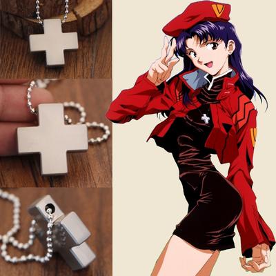Ciondolo anime EVA Katsuragi Misato Collana con croce in metallo Gioielli Cosplay