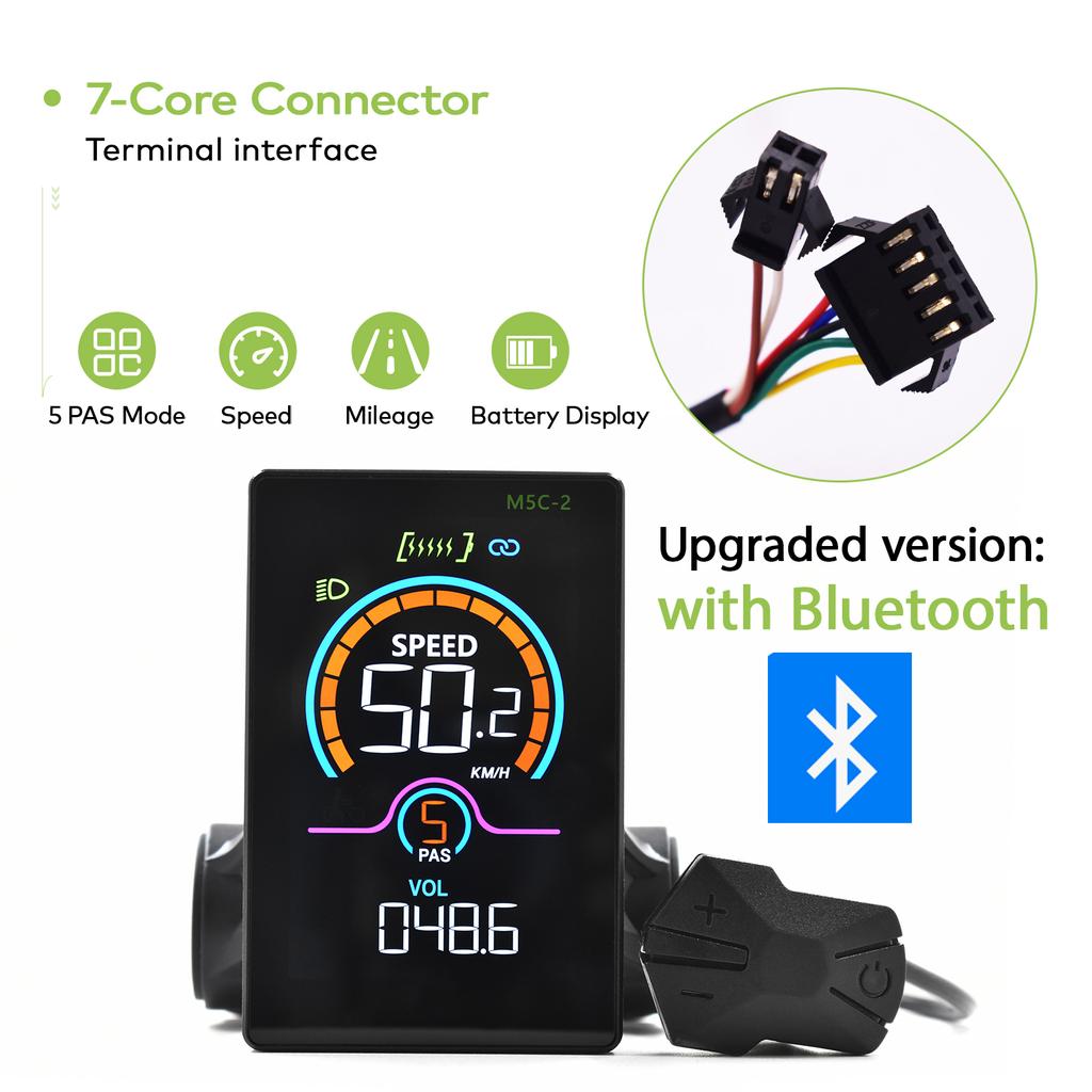 M5C-2 Ebike Display With Bluetooth Mobile Phone Control Electric Bicycle Computer Wired Bicycle Speedometer And Bicycle Odometer2