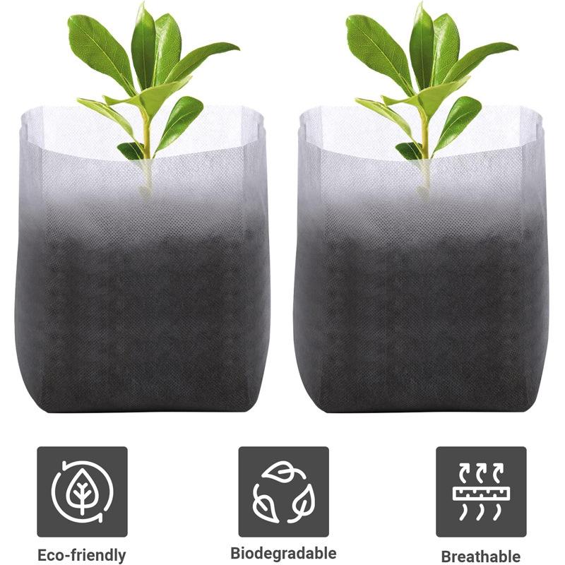 8X10Cm 100Pcs Biodegradable Seed Nursery Bags, Non-Woven Plants Growbags, Fabric Seedling Pots Plants Pouch, Home Garden Supply