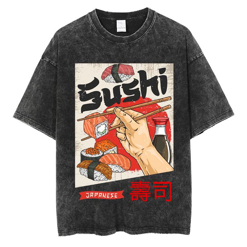 Japanese Tokyo Tokyo Culture Print Washed T Shirt Funny Fashion Vintage Men Women Tshirts Cotton Casual Loose Tees Streetwear