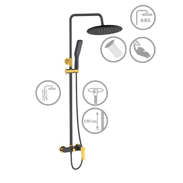 Shower Column with Faucet Alanis Black Gold