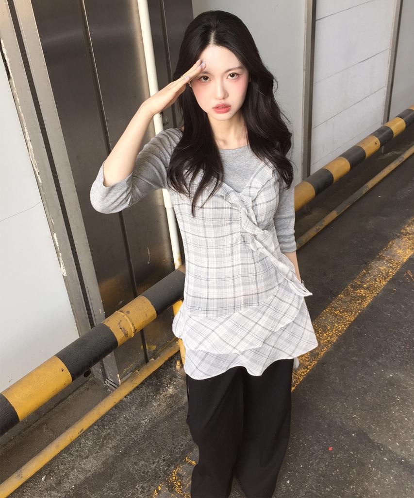 MIXXO See-Through Check Layered Dress_Miwowg501G