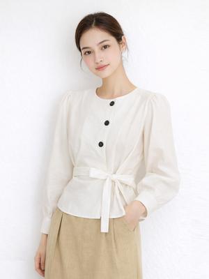 TVIEW Pintuck Side Ribbon Blouse_V6A-Cbl006