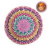 Seagrass Placemat 20cm  Bohemian Jute Printed Placemats with Faux Leather Edges Heat Insulation Table Mats Kitchen Tableware