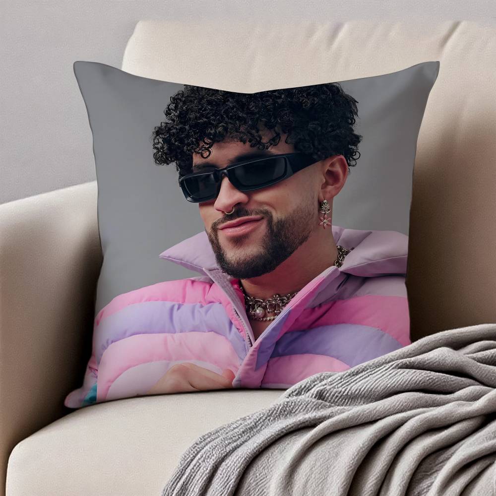 

Хип-хоп рэпер Bad Bunny Наволочка Антипылевой клещ Наволочка Невидимая молния Шелковистый плюш Диван 12x12Inch