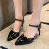 Fashion 2024 New Fashion Solid Color Buckle Comfortable Single Shoes Pointed Toe Workplace Banquet Women's Shoes One-line Buckle