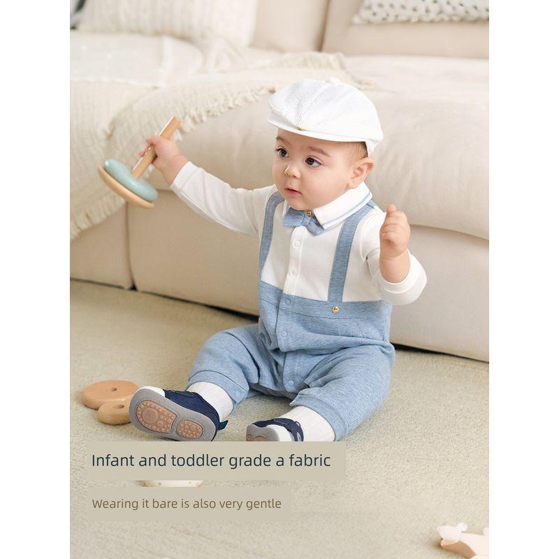 David Bella Newborn Class a Romper for Boys, Faux Two-Piece Jumpsuit, 2026 New Spring Baby Clothing