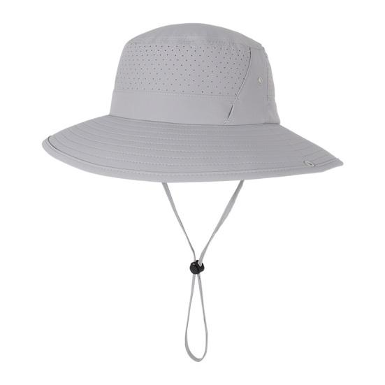 Bob en maille respirante à séchage rapide, protection solaire UPF, large bord, coupe-vent, avec cordelette, idéal pour la randonnée et la pêche.
