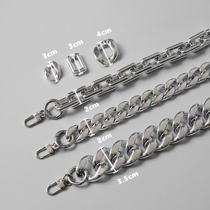 Lanț de accesorii pentru geantă de mână pentru femeie, de înlocuire detașabilă, curea din acril argintiu rece, lanț de rășină solidă pentru umăr pentru femei