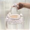 Lace Wedding Flower Basket Satin Crafted Flower Girl Basket Western Style Handheld Basket  Party