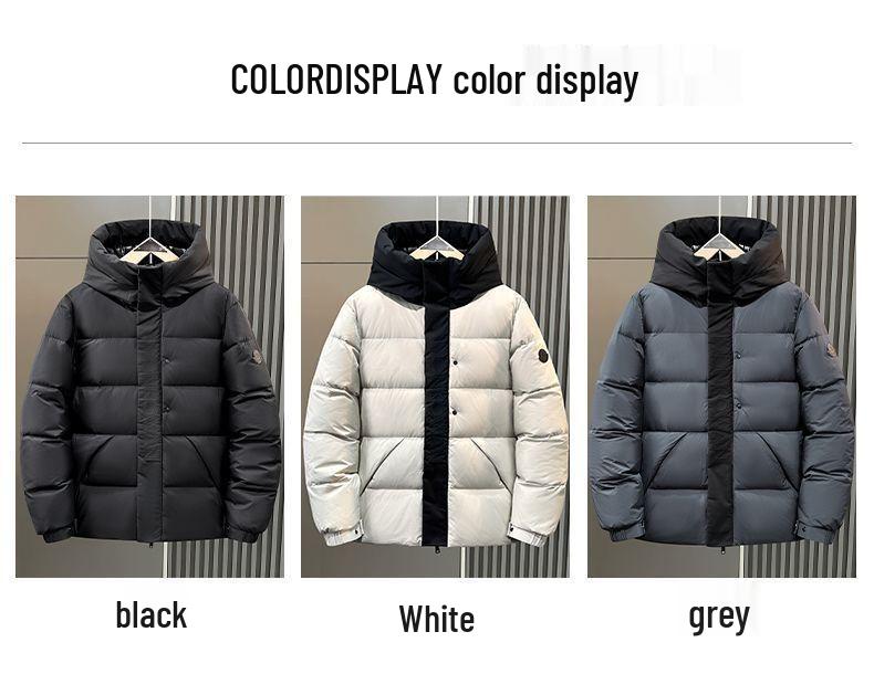 Winter Mengjia Black Warrior Daunenjacke: Unisex Kurzmantel mit Kapuze und dicken, warmen Entendaunen