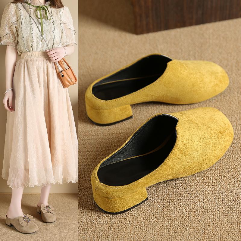 Módní dámské ploché pantofle semišové trendy mule boty nové slingback sandály 2025 letní ležérní žabky dámské slides sandalias de mujer